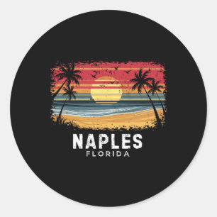 Naples Beach Florida Surfboard Beach Classic Round Sticker
