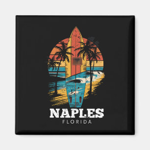 Naples Beach Florida Surfboard Surfing Retro Magnet