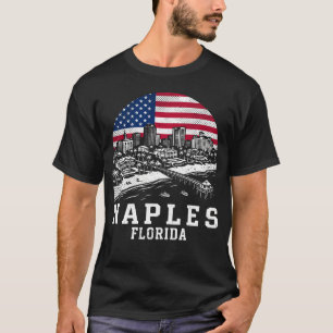 Naples City Florida American Flag T-Shirt