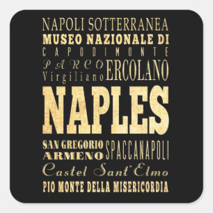 Naples City of Italy Typography Art Square Sticker
