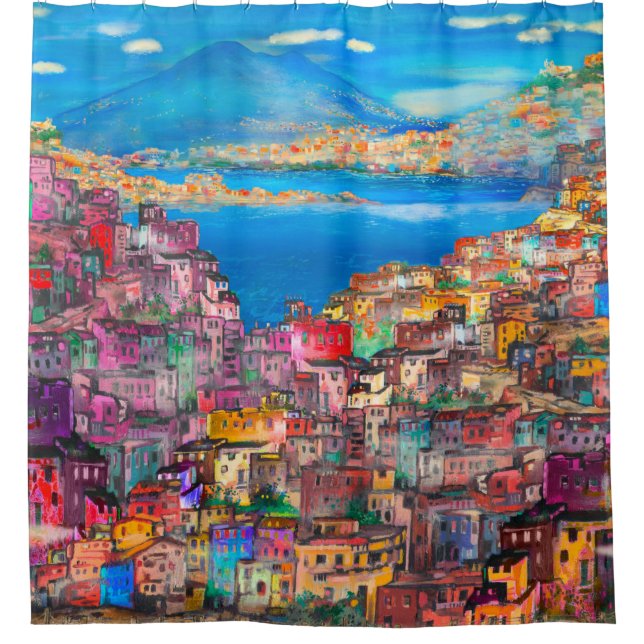 Naples cityscapeart,city,italian,landscape,modern, shower curtain (Front)
