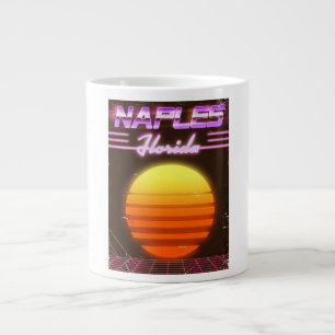 Naples Florida 1980s travel poster Large Coffee Mug