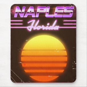 Naples Florida 1980s travel poster Mouse Mat