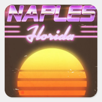 Naples Florida 1980s travel poster Square Sticker