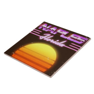 Naples Florida 1980s travel poster Tile