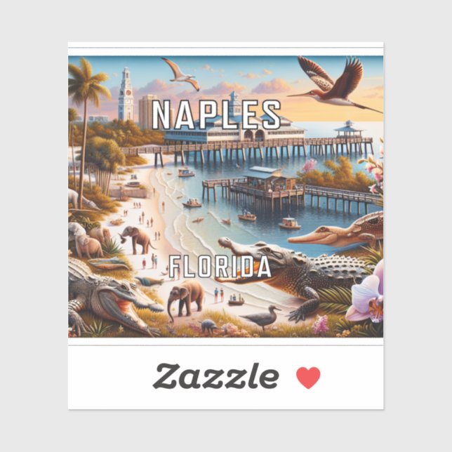 Naples Florida 3 Inch Vinyl Sticker (Sheet)