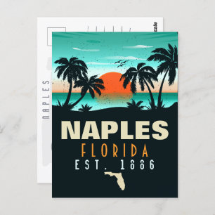 Naples Florida Beach Retro Sunset Souvenirs 60s Postcard