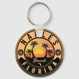 Naples Florida Beach Retro Sunset Souvenirs Key Ring