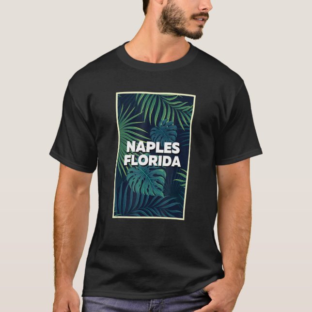 Naples Florida Beaches Palm Leaves Summer Art T-Shirt (Front)