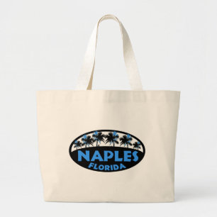 Naples Florida black blue palms Large Tote Bag