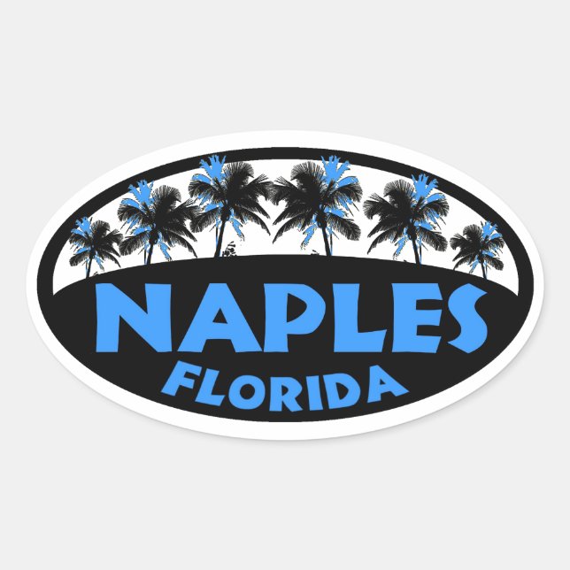 Naples Florida black blue palms Oval Sticker (Front)