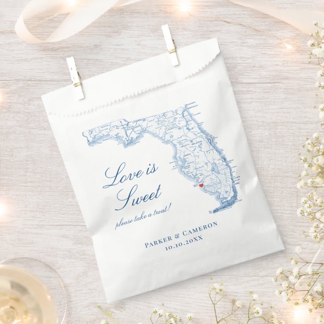 Naples Florida Elegant Map Wedding  Favour Bags (Clipped)