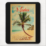 Naples Florida Palm Tree Beach Vintage Travel Mouse Mat<br><div class="desc">Naples Florida design in Vintage Travel style featuring a palm tree on the beach with ocean and sky.</div>