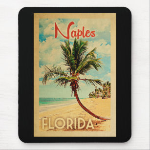 Naples Florida Palm Tree Beach Vintage Travel Mouse Mat