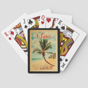 Naples Florida Palm Tree Beach Vintage Travel Playing Cards