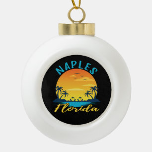Naples Florida Palm Trees Beach Ceramic Ball Christmas Ornament