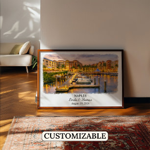 Naples Florida Poster, Watercolor, Custom Poster
