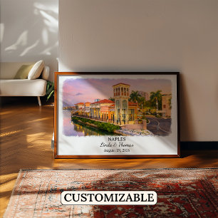 Naples Florida Poster, Watercolor, Custom Poster