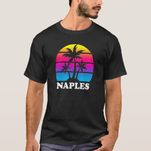 Naples Florida Retro Palm Tree Sunset Vacation Bea T-Shirt