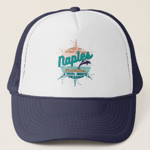 Naples Florida Retro Vintage Exploding Sunset  Trucker Hat