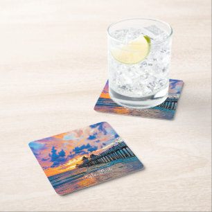Naples, Florida scenic Square Paper Coaster