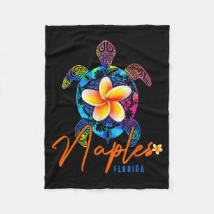 Naples Florida Sea Turtle Tie Dye Trocal Vacation  Fleece Blanket