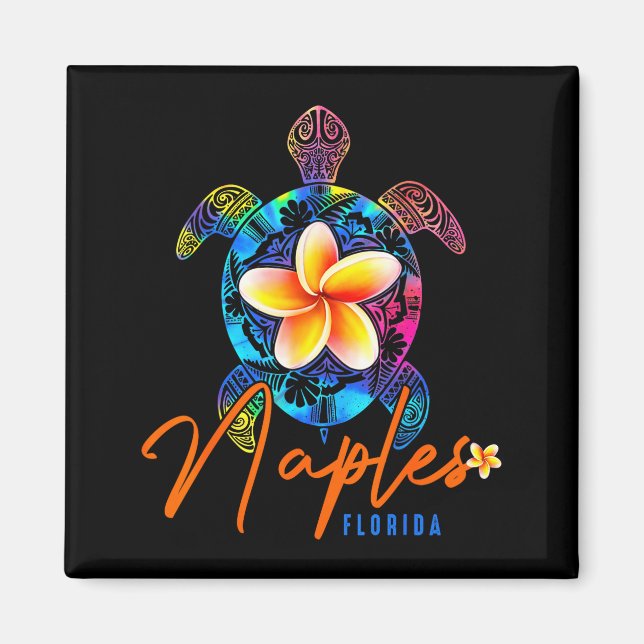 Naples Florida Sea Turtle Tie Dye Trocal Vacation  Magnet (Front)