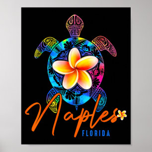Naples Florida Sea Turtle Tie Dye Trocal Vacation Poster