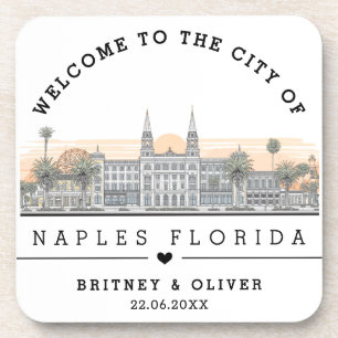Naples Florida Skyline – Custom Wedding favour Coaster