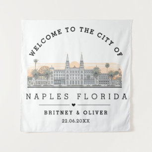 Naples Florida Skyline – Custom Wedding favour Tapestry