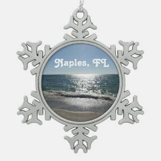 Naples, Florida Snowflake Pewter Christmas Ornament