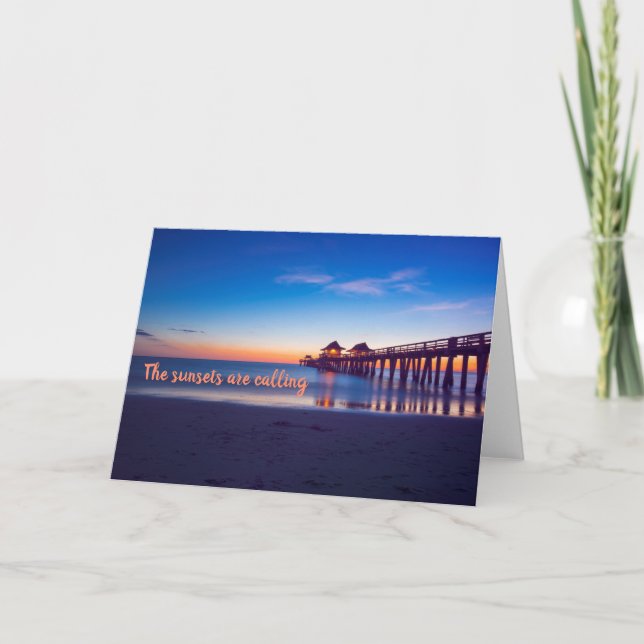 Naples, Florida Sunset by the Naples Pier Blank Card (Front)