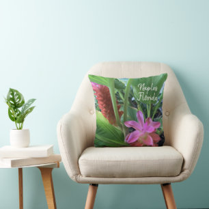 Naples Florida Tropical Flowers Cushion