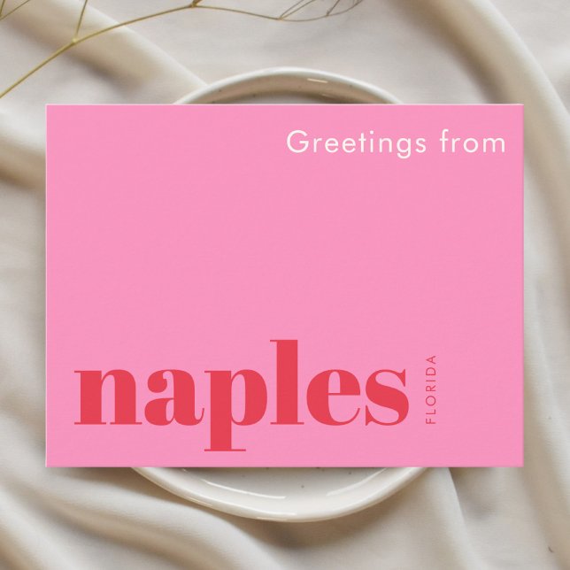 Naples Florida typographic pink Postcard (Creator Uploaded)