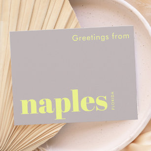 Naples Florida typographic yellow  Postcard