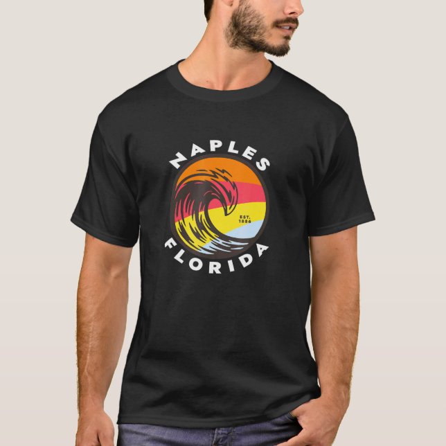Naples Florida Vacation Souvenir Colourful Ocean W T-Shirt (Front)
