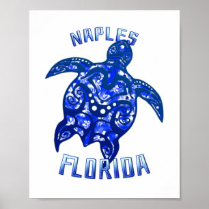Naples Florida Vacation Tribal Turtle Poster