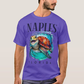 Naples Florida Watercolor Happy Sea Turtle T-Shirt