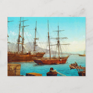 Naples harbour Italy 1800s Postcard