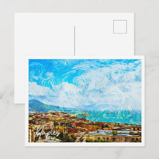 Naples Italy Beautiful Oil Paint Landscape Postcard (Front/Back)