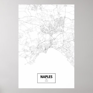 Naples, Italy (black on white) Poster