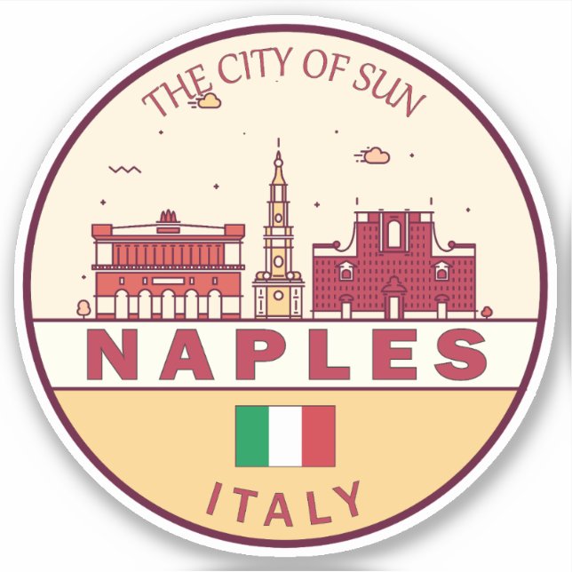 Naples Italy City Skyline Emblem (Front)