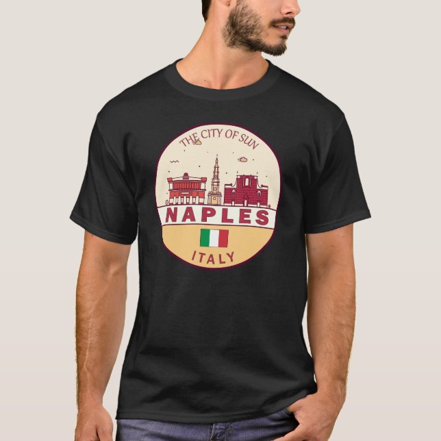 Naples Italy City Skyline Emblem T-Shirt (Front)