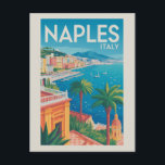 Naples Italy Illustration Travel Art Vintage Postcard<br><div class="desc">Naples retro vector travel design. Naples,  Italy,  is a vibrant coastal city known for its rich history,  world-class cuisine,  and proximity to Mount Vesuvius and Pompeii.</div>