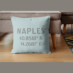 Naples Italy Latitude and Longitude Coordinates  Cushion