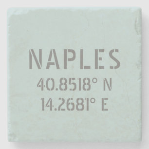 Naples Italy Latitude and Longitude Coordinates  Stone Coaster