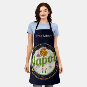 Naples Italy Retro Vesuvius And Pizza Vintage Apron