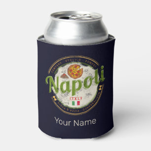 Naples Italy Retro Vesuvius And Pizza Vintage Can Cooler