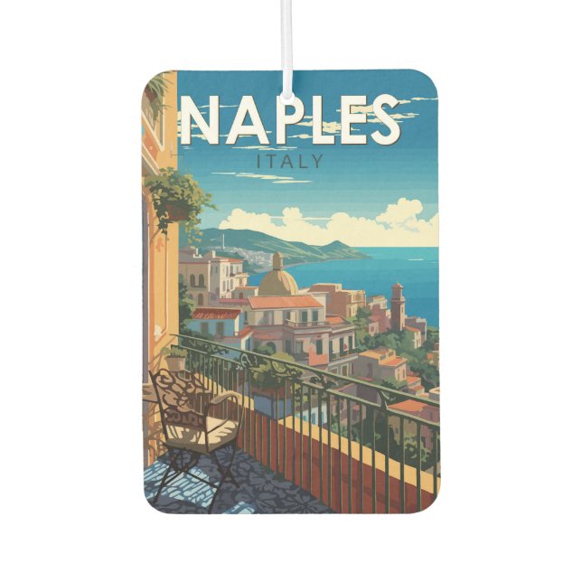 Naples Italy Travel Art Vintage Car Air Freshener (Front)