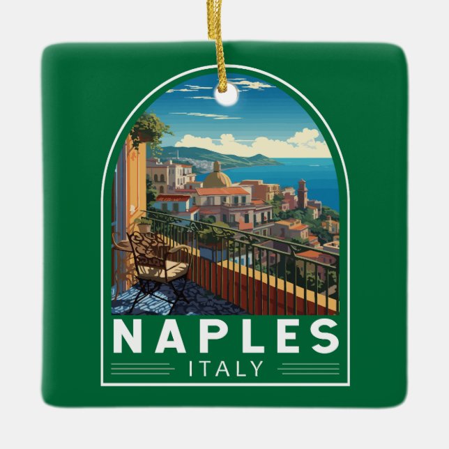 Naples Italy Travel Art Vintage Ceramic Ornament (Front)